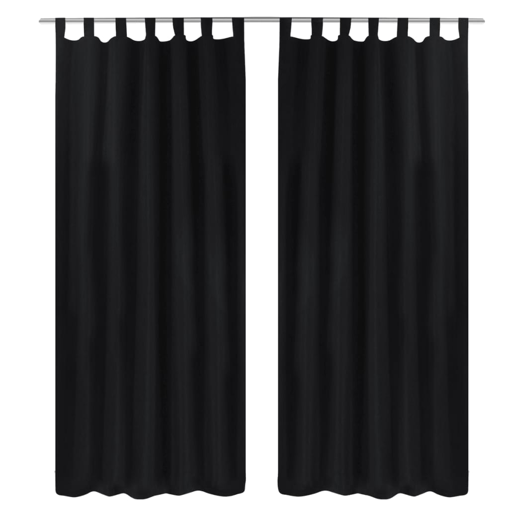 Curtains Drapes made of Satin 2-piece 140 x 245 cm Black