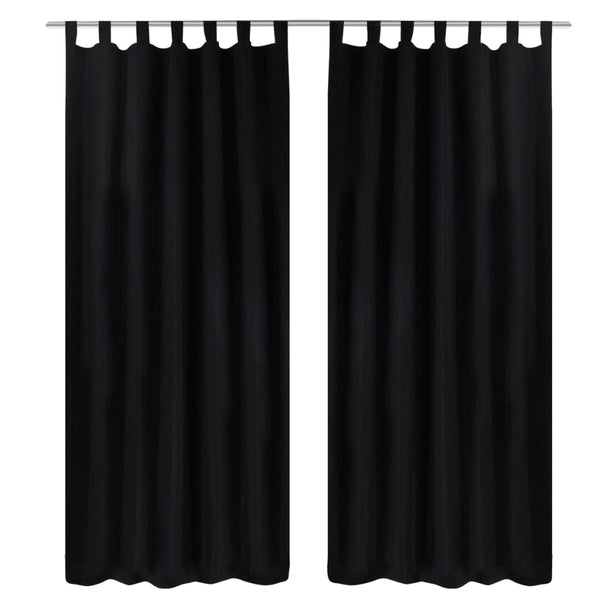 Curtains Drapes made of Satin 2-piece 140 x 245 cm Black