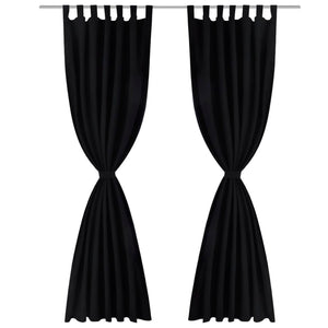 Curtains Drapes made of Satin 2-piece 140 x 245 cm Black