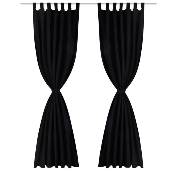 Curtains Drapes made of Satin 2-piece 140 x 245 cm Black