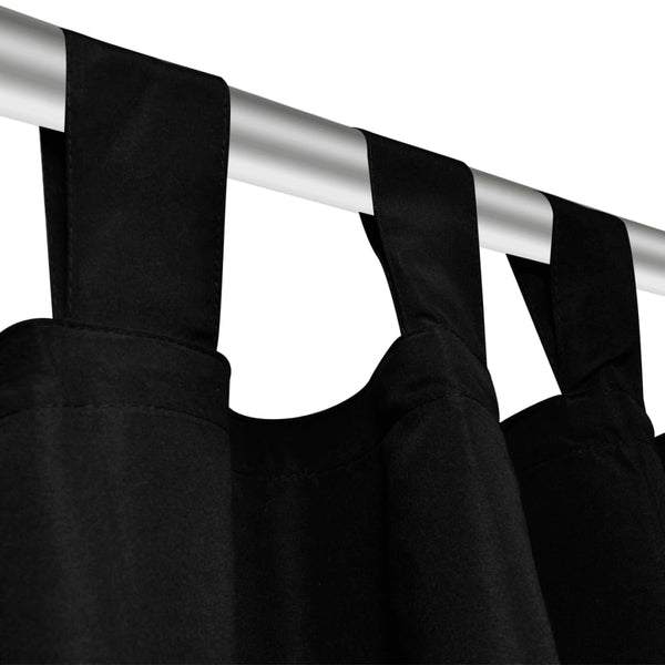 Curtains Drapes made of Satin 2-piece 140 x 245 cm Black