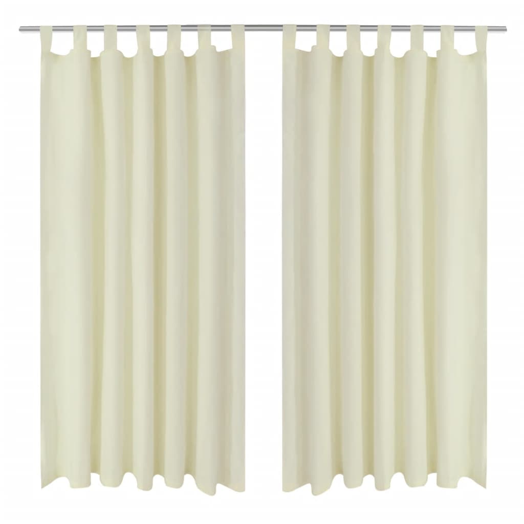 Satin Curtains, 2-Piece, 140 x 225 cm, Cream