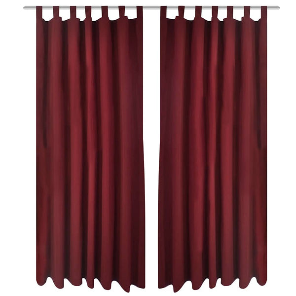 Satin Curtains, 2-Piece Set, 140 x 175 cm, Dark Red