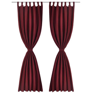 Satin Curtains, 2-Piece Set, 140 x 175 cm, Dark Red