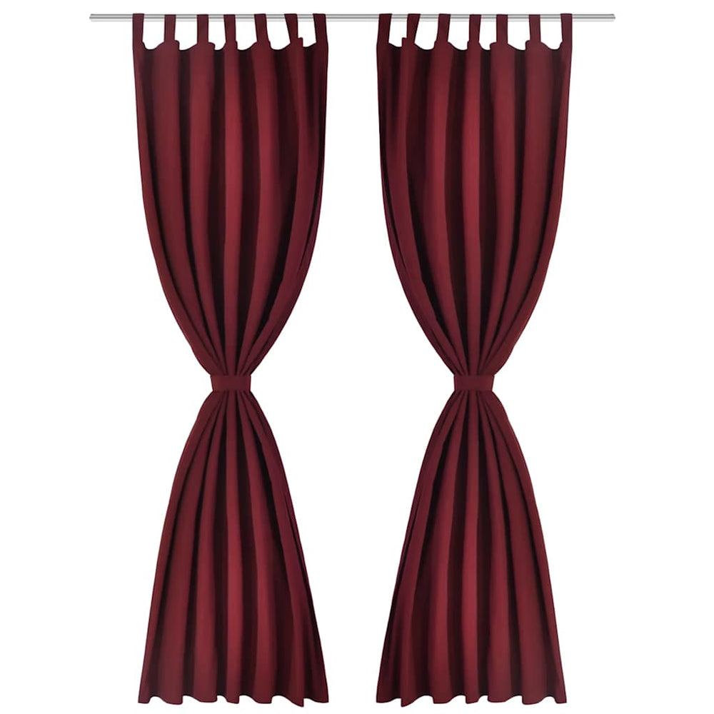 Satin Curtains, 2-Piece Set, 140 x 175 cm, Dark Red