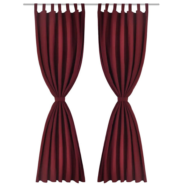 Satin Curtains, 2-Piece Set, 140 x 175 cm, Dark Red