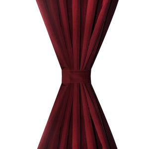 Satin Curtains, 2-Piece Set, 140 x 175 cm, Dark Red