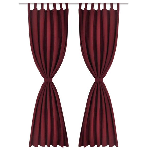 Satin Curtains, 2-piece, 140 x 225 cm, Dark Red