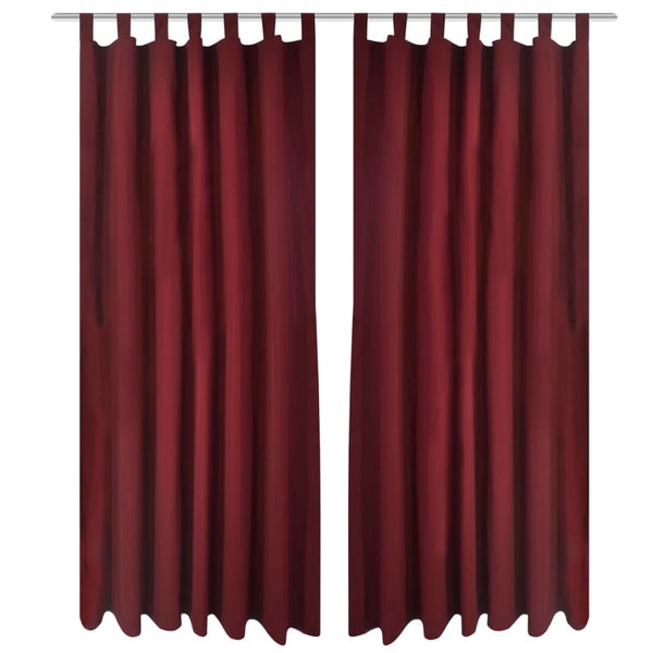 Satin Curtains, 2-piece, 140 x 245 cm, Dark Red