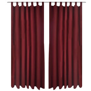 Satin Curtains, 2-piece, 140 x 245 cm, Dark Red