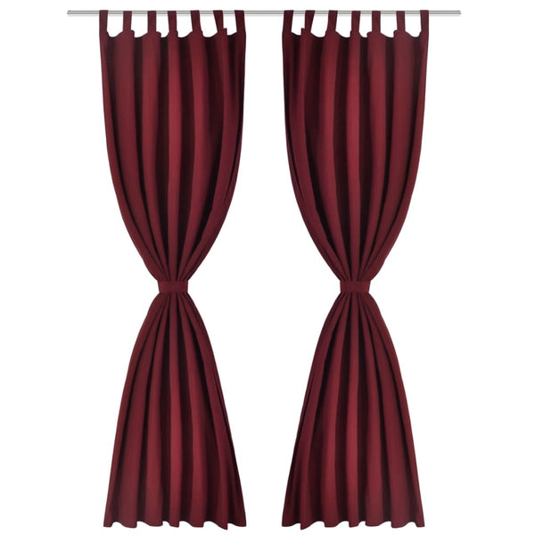 Satin Curtains, 2-piece, 140 x 245 cm, Dark Red
