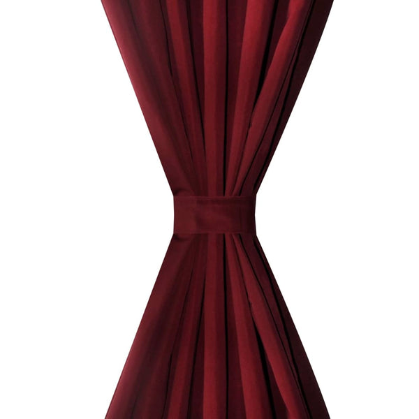 Satin Curtains, 2-piece, 140 x 245 cm, Dark Red