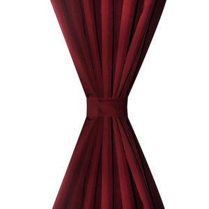 Satin Curtains, 2-piece, 140 x 245 cm, Dark Red