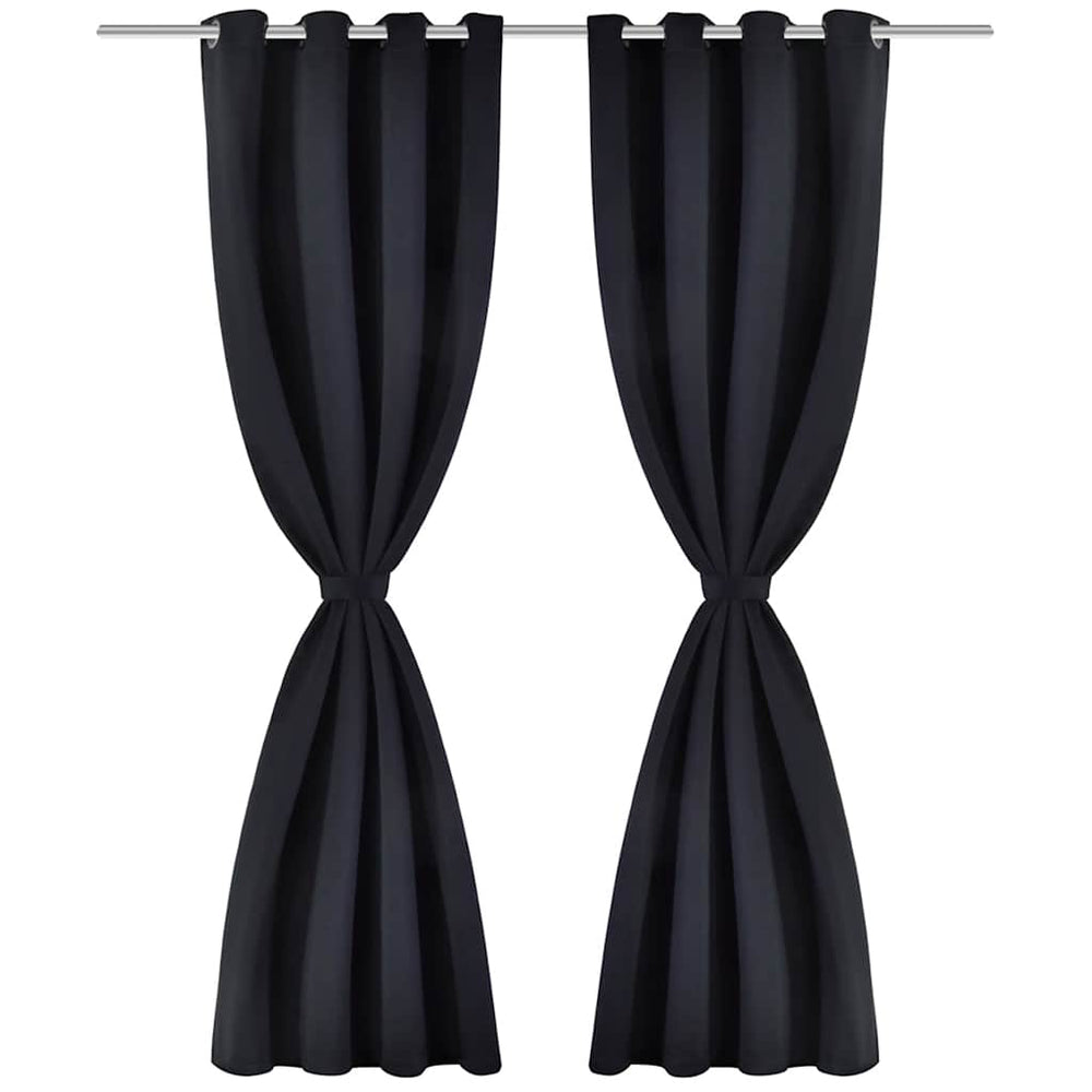 Blackout Curtains with Metal Rings 135 x 245 cm Black blackout