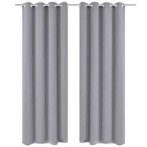 Blackout Curtains with Metal Rings 135 x 245 cm Grey blackout