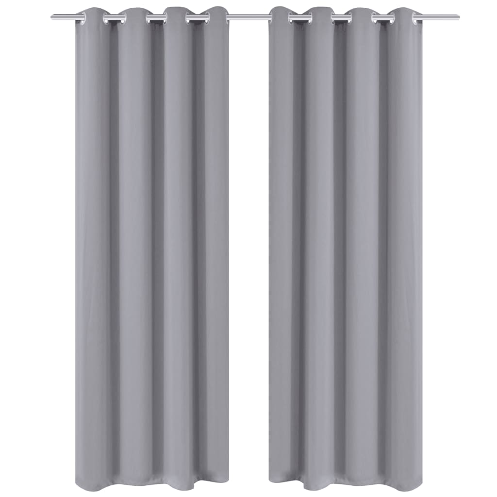 Blackout Curtains with Metal Rings 135 x 245 cm Grey blackout