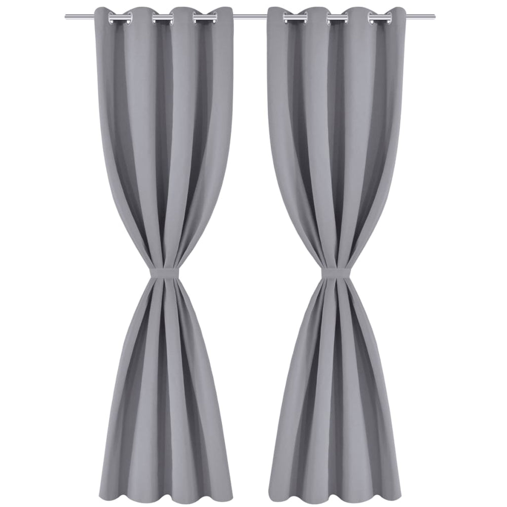 Blackout Curtains with Metal Rings 135 x 245 cm Grey blackout