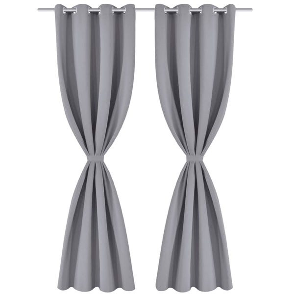 Blackout Curtains with Metal Rings 135 x 245 cm Grey blackout