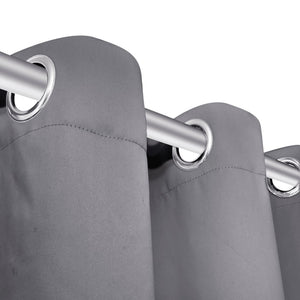 Blackout Curtains with Metal Rings 135 x 245 cm Grey blackout