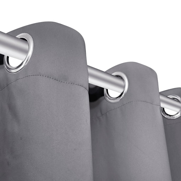 Blackout Curtains with Metal Rings 135 x 245 cm Grey blackout