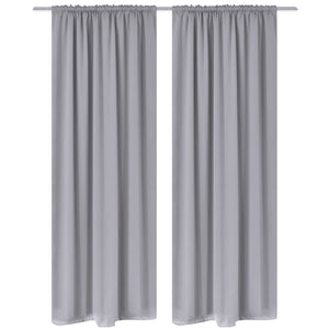 2 Pcs. Grey Blackout Curtains with Slot Top 135 x 245 cm
