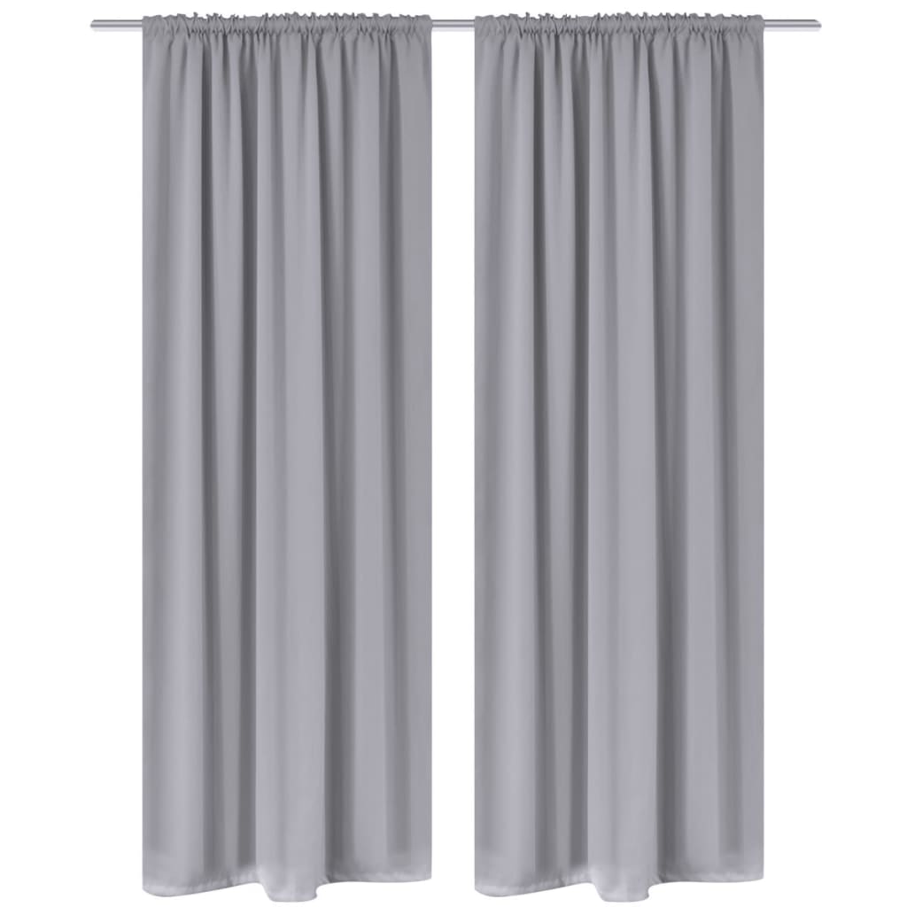 2 Pcs. Grey Blackout Curtains with Slot Top 135 x 245 cm