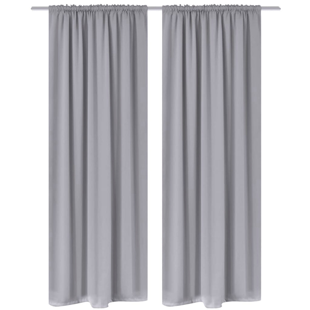 2 Pcs. Grey Blackout Curtains with Slot Top 135 x 245 cm