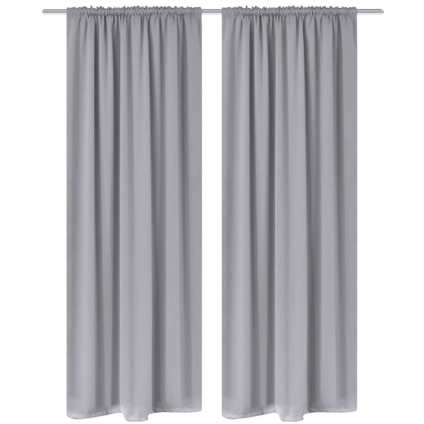 2 Pcs. Grey Blackout Curtains with Slot Top 135 x 245 cm