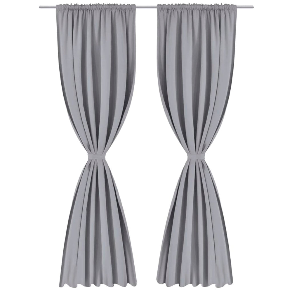 2 Pcs. Grey Blackout Curtains with Slot Top 135 x 245 cm