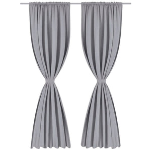 2 Pcs. Grey Blackout Curtains with Slot Top 135 x 245 cm