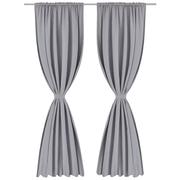 2 Pcs. Grey Blackout Curtains with Slot Top 135 x 245 cm