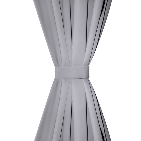 2 Pcs. Grey Blackout Curtains with Slot Top 135 x 245 cm