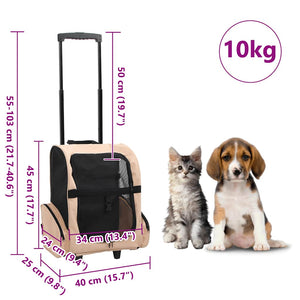 vidaXL 3-in-1 Foldable Pet Stroller Beige