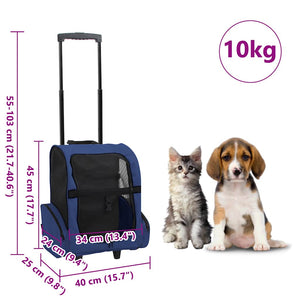 vidaXL 3-in-1 Foldable Pet Stroller Blue