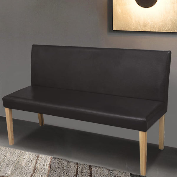vidaXL Bench 139.5 cm Dark Brown Faux Leather