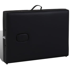 vidaXL Foldable 2-Zone Massage Table with Wooden Frame Black