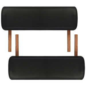 vidaXL Foldable 2-Zone Massage Table with Wooden Frame Black