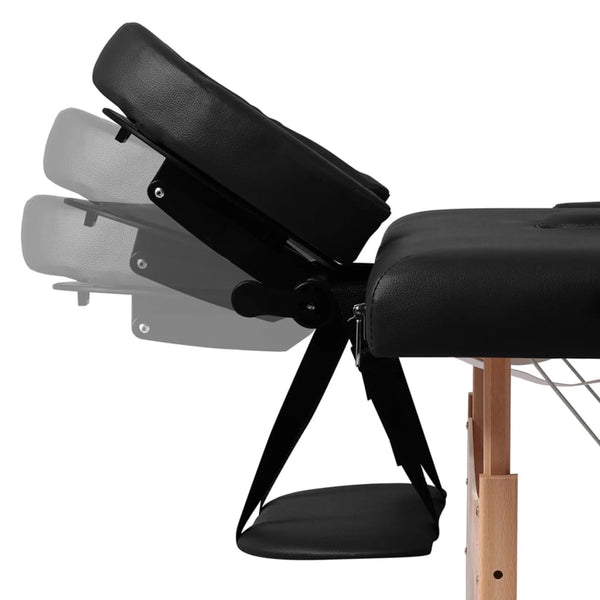 vidaXL Foldable 2-Zone Massage Table with Wooden Frame Black