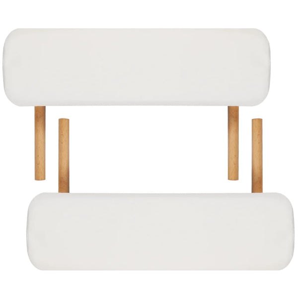 vidaXL 2-Zone Foldable Massage Table with Wooden Frame Cream White