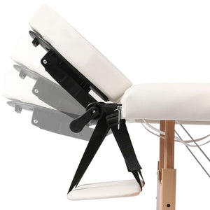vidaXL 2-Zone Foldable Massage Table with Wooden Frame Cream White