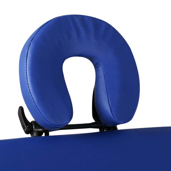 Massage table with wooden frame, foldable 3 zones Blue