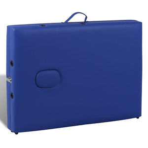Massage table with wooden frame, foldable 3 zones Blue