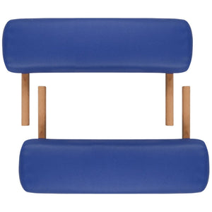 Massage table with wooden frame, foldable 3 zones Blue