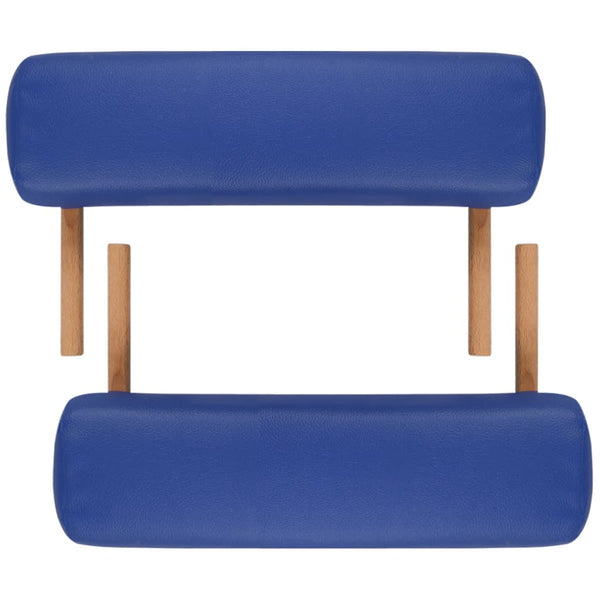 Massage table with wooden frame, foldable 3 zones Blue