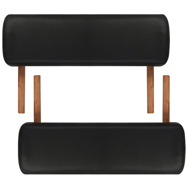 vidaXL Foldable 3-Zone Massage Table with Wooden Frame Black
