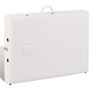 vidaXL 3-Zone Foldable Massage Table with Wooden Frame Cream White