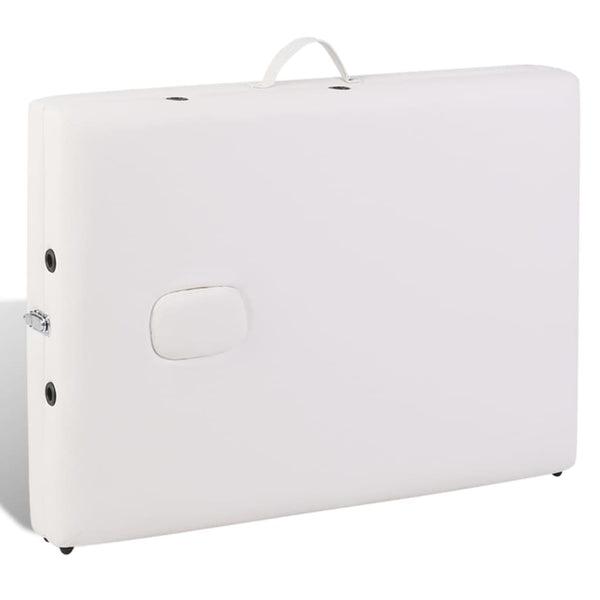 vidaXL 3-Zone Foldable Massage Table with Wooden Frame Cream White