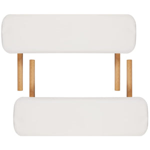 vidaXL 3-Zone Foldable Massage Table with Wooden Frame Cream White