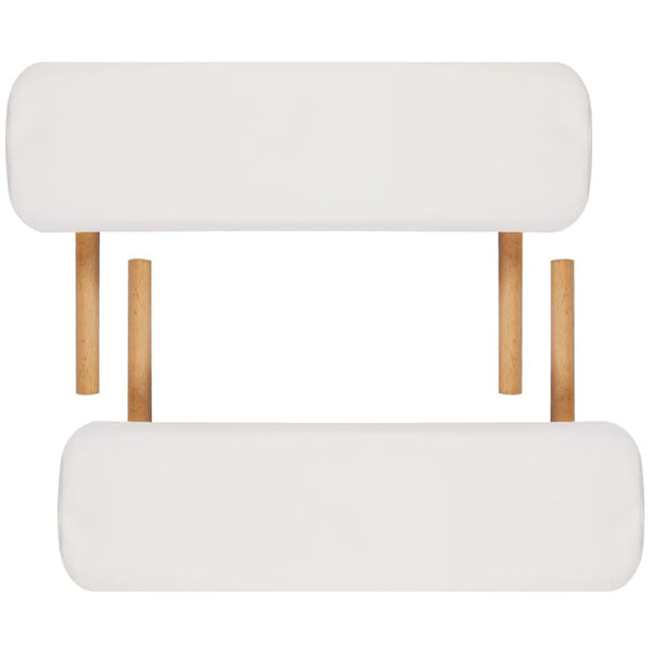 vidaXL 3-Zone Foldable Massage Table with Wooden Frame Cream White