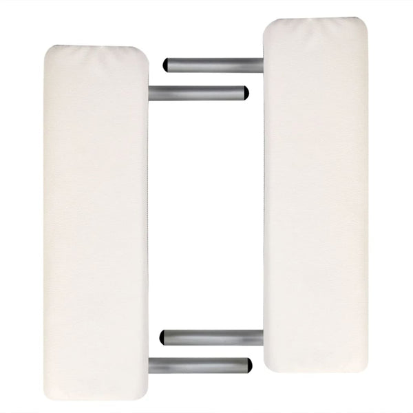 vidaXL 2-Zone Foldable Massage Table with Aluminum Frame Cream White
